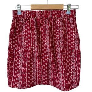Live Well XS Red Bandana Print Skirt w/ Built-In Shorts Pockets Activewear Cute